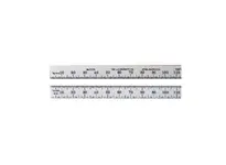 Starrett C635E-150 spring-tempered steel rule with metric graduations. The rule measures 150mm in length, 4.8mm in width, and 1.2mm in thickness. Grad