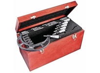 Starrett S436DXRLZ S436 Series outside micrometer set with 6-12" range and .001" graduations, featuring carbide-tipped anvil and spindle, satin chrome