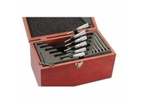 Starrett ST436.1CXRLZ S436.1 Series outside micrometer set with 0-6" range and .0001" graduations. This 6-piece set features carbide-tipped anvil and