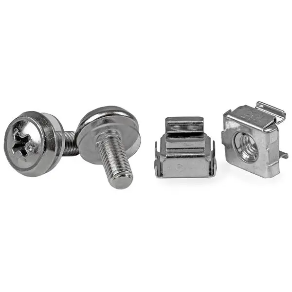 StarTech.com 50-Pack M5 12mm Screws, Square Hole Cage Nuts and Installation Tool, Hardware Mounting Kit for 19" or 10" Server Racks, Cabinets and Enclosures, Silver - TAA