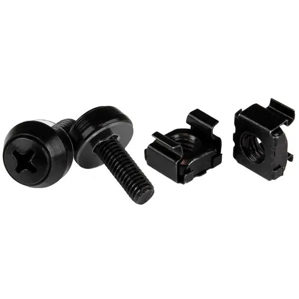 StarTech.com 100-Pack M5 12mm Screws, Square Hole Cage Nuts and Installation Tool, Hardware Mounting Kit for 19" or 10" Server Racks, Cabinets and Enclosures, Black - TAA