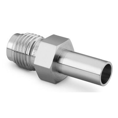316L VAR High Flow VCR Fitting, Tube Butt Weld Body, 1/4 in. HVCR x 3/8 in. TBW, 0.75 in. (19.1 mm) Ext