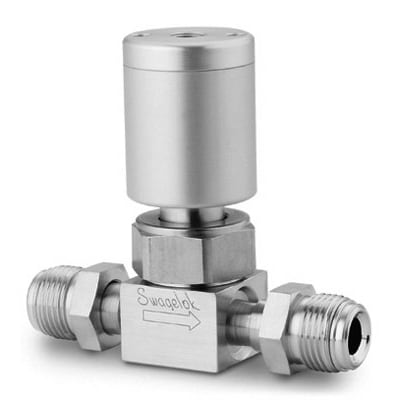 316L VAR UHP High Flow Diaphragm Sealed Valve, 1/2 in. Rotatable Male Swagelok VCR Fitting, SC-01 Cleaned, NC Actuator