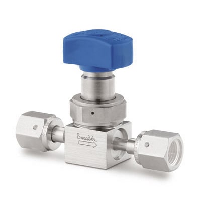 316L VIM-VAR UHP High Pressure Diaphragm Sealed Valve, 1/4 in. Female VCR Fitting, SC-01 Cleaned, White Directional Hndl