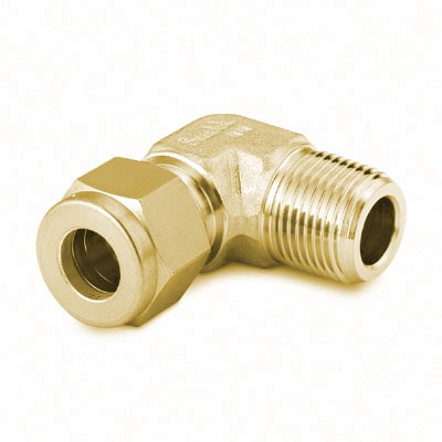 Brass Swagelok Tube Fitting, Male Elbow, 10 mm Tube OD x 3/8 in. Male ISO Tapered Thread
