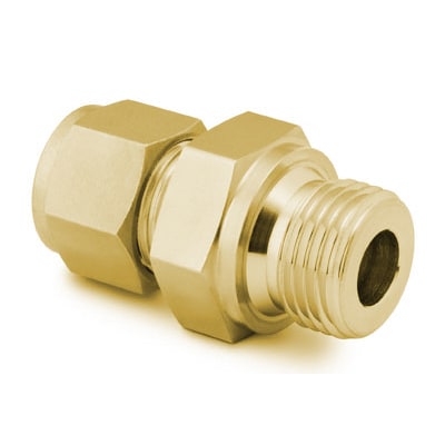 Brass Swagelok Tube Fitting, Male Connector, 1/8 in. Tube OD x 1/8 in. Male ISO Parallel Thread, Straight Shoulder