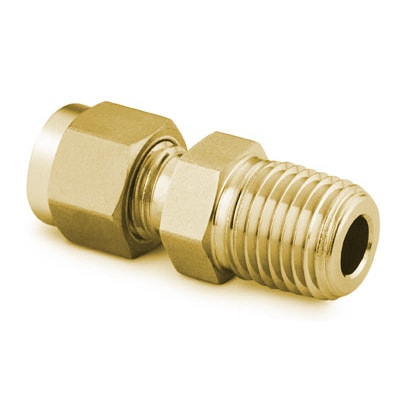 Brass Swagelok Tube Fitting, Male Connector, 1/8 in. Tube OD x 1/8 in. Male ISO Tapered Thread