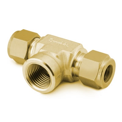 Swagelok Brass Swagelok Tube Fitting, Female Branch Tee, 1/8 in. Tube OD x 1/8 in. Tube OD x 1/8 in. Female NPT
