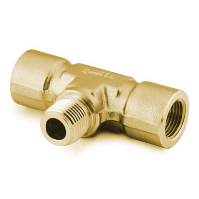 Brass Pipe Fitting, Branch Tee, 1/4 in. Female NPT x 1/4 in. Female NPT x 1/4 in. Male NPT