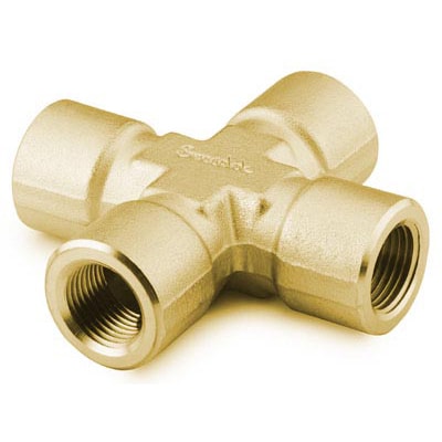 Swagelok Brass Pipe Fitting, Cross, 1/4 in. Female NPT