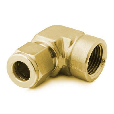 Brass Swagelok Tube Fitting, Female Elbow, 1/4 in. Tube OD x 1/4 in. Female NPT