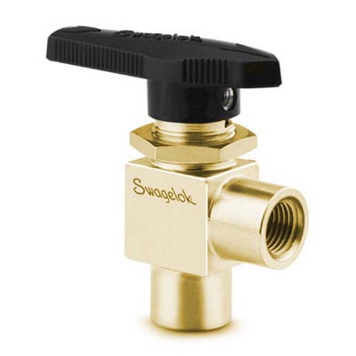 Brass 1-Piece 40 Series Angle Pattern Ball Valve, 0.75 Cv, 1/4 in. FNPT