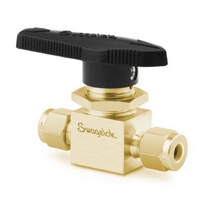 Brass 1-Piece 40 Series Ball Valve, 1.4 Cv, 1/4 in. Swagelok Tube Fitting, SC-11 Cleaned