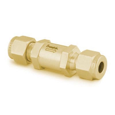 Swagelok Brass Poppet Check Valve, Fixed Pressure, 6 mm Swagelok Tube Fitting, 1 psig (0.07 bar)
