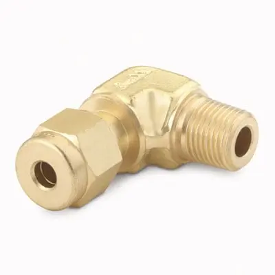 Brass Swagelok Tube Fitting, Male Elbow, 6 mm Tube OD x 1/8 in. Male ISO Tapered Thread