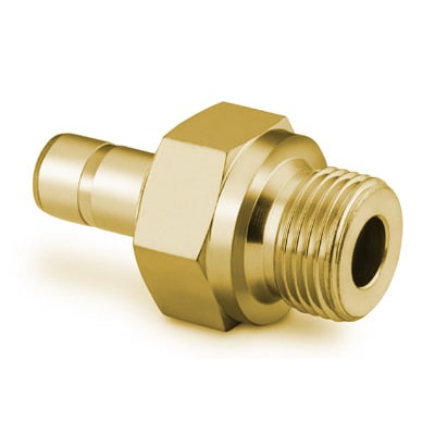 Brass Swagelok Tube Fitting, Male Tube Adapter, 8 mm Tube OD x 1/4 in. Male ISO Parallel Thread, Straight Shoulder