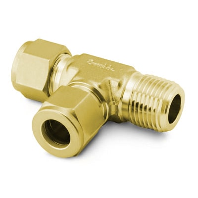 Brass Swagelok Tube Fitting, Male Run Tee, 1/2 in. Tube OD x 1/2 in. Male NPT x 1/2 in. Tube OD