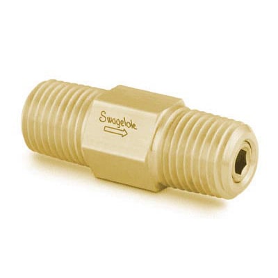 Brass 1-Piece Poppet Check Valve, Adjustable Pressure, 1/2 in. MNPT, 50 to 150 psig (3.5 to 10.4 bar)