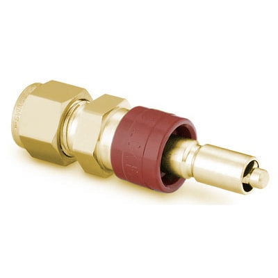 Brass Instrumentation Quick Connect Stem with Valve, 0.2 Cv, 6 mm Swagelok Tube Fitting