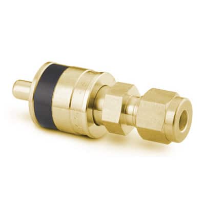 Brass Instrumentation Quick Connect Stem without Valve, 0.3 Cv, 1/4 in. Swagelok Tube Fitting, Black Key