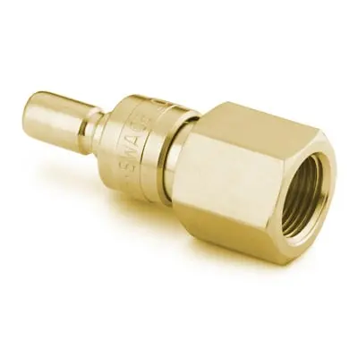 Swagelok Brass Instrumentation Quick Connect Stem without Valve, 0.9 Cv, 1/4 in. Female NPT