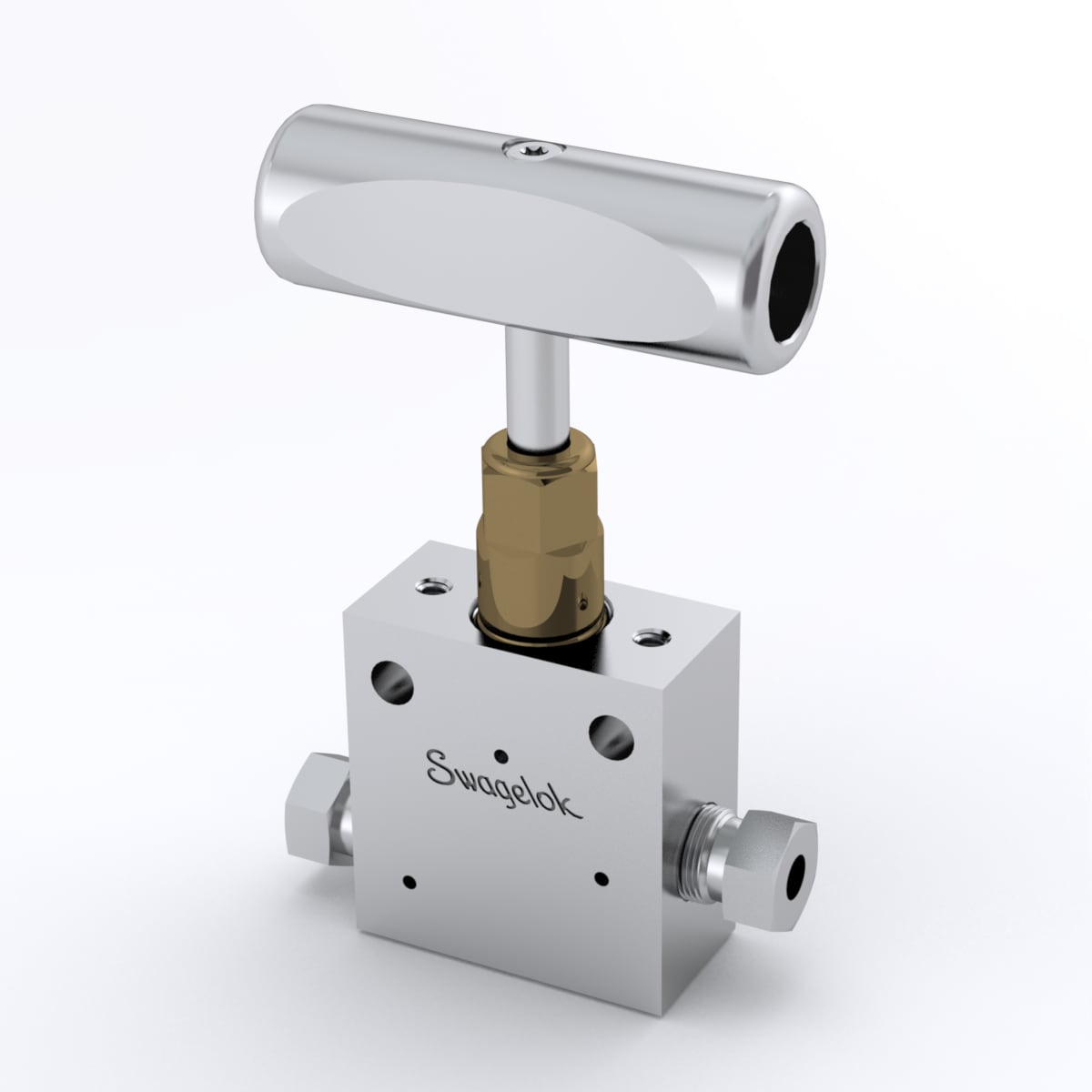 316 Stainless Steel IPT NVT Series Needle Valve, 1/4 in. Medium Pressure Tube Fitting FK, Vee Stem Tip, 20 000 psi (1378