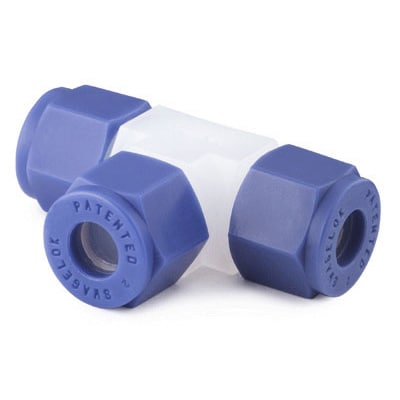 PFA Swagelok Tube Fitting, Union Tee, 1/4 in. Tube Fitting