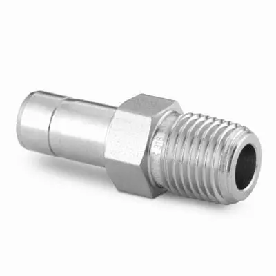 Stainless Steel Swagelok Tube Fitting, Male Tube Adapter, 10 mm Tube OD x 1/4 in. Male NPT
