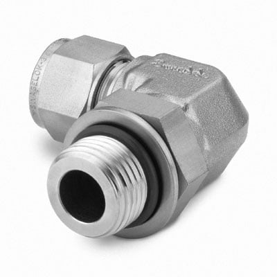 Stainless Steel Swagelok Tube Fitting, Positionable Male Elbow, 10 mm Tube OD x 3/8 in. Male ISO Parallel Thread
