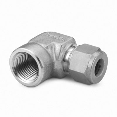 Stainless Steel Swagelok Tube Fitting, Female Elbow, 10 mm Tube OD x 1/4 in. Female NPT