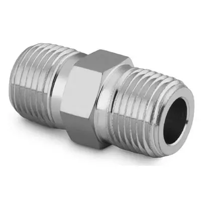 Swagelok Stainless Steel Pipe Fitting, Hex Nipple, 3/4 in. Male NPT x 3/4 in. Male ISO Tapered Thread
