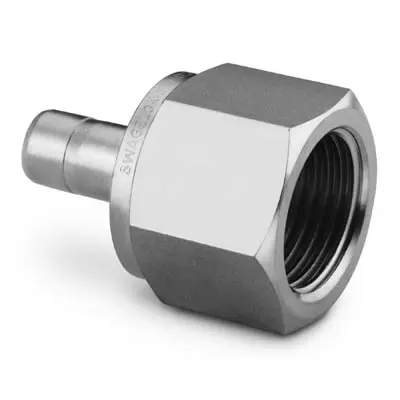 Stainless Steel Swagelok Tube Fitting, Female Tube Adapter, 16 mm Tube OD x 1/2 in. Female ISO Parallel (Gauge) Thread