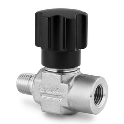 Stainless Steel Integral Bonnet Non-Rotating Stem Valve, 0.53 Cv, 1/4 in. MNPT x 1/4 in. FNPT, Buna C O-rings, TPED