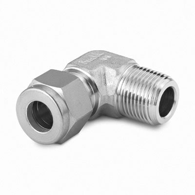 Stainless Steel Swagelok Tube Fitting, Male Elbow, 16 mm Tube OD x 3/8 in. Male ISO Tapered Thread