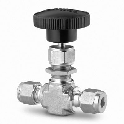 Stainless Steel Integral Bonnet Needle Valve, 0.37 Cv, 6 mm Swagelok Tube Fitting, PCTFE Stem Tip
