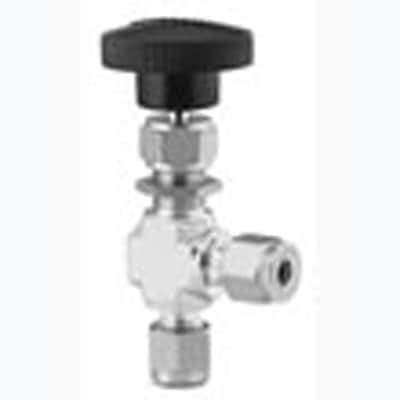 Stainless Steel Integral Bonnet Angle-Pattern Needle Valve, 1/4 in. Swagelok Tube Fitting, Regulating Stem