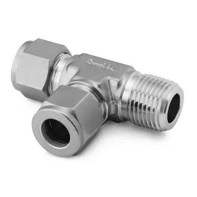 Stainless Steel Swagelok Tube Fitting, Male Run Tee, 1/8 in. Tube OD x 1/4 in. Male NPT x 1/8 in. Tube OD
