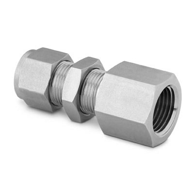 Stainless Steel Swagelok Tube Fitting, Bulkhead Female Connector, 1/8 in. Tube OD x 1/8 in. Female NPT