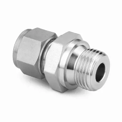 Stainless Steel Swagelok Tube Fitting, Male Connector, 20 mm Tube OD x 1/2 in. Male ISO Parallel Thread, Straight Should