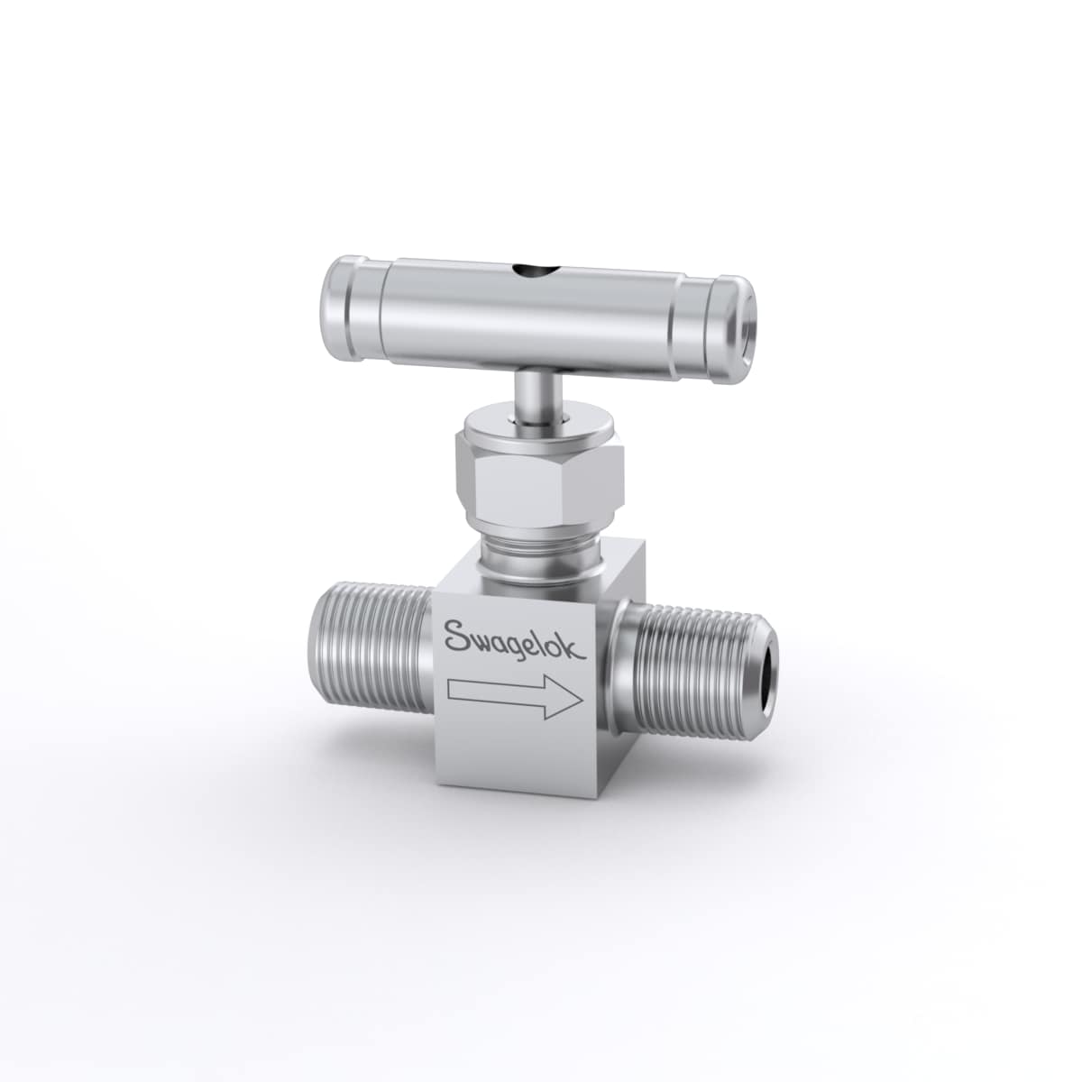 Swagelok Stainless Steel Integral Bonnet Needle Valve, 0.21 Cv, 1/4 in. MNPT, Vee Stem