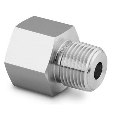 Stainless Steel Pipe Fitting, Gauge Adapter, 1/4 in. Female ISO Parallel x 1/4 in. Male NPT
