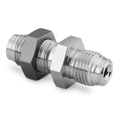 316 Stainless Steel VCR Face Seal Fitting, 1/4 in. Short Bulkhead Union Body