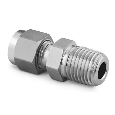 Stainless Steel Swagelok Tube Fitting, Male Connector, 1/4 in. Tube OD x 1/4 in. Male NPT, SC-11 Cleaned