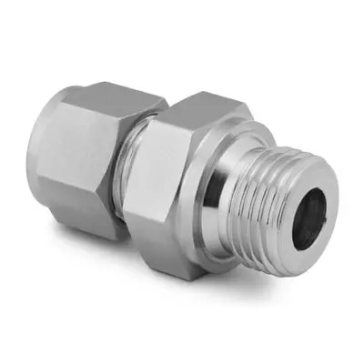 Stainless Steel Swagelok Tube Fitting, Male Connector, 1/4 in. Tube OD x 1/2 in. Male ISO Parallel Thread, Straight Shou