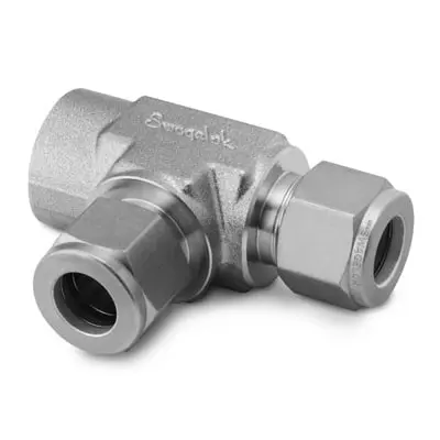 Stainless Steel Swagelok Tube Fitting, Female Run Tee, 1/4 in. Tube OD x 1/4 in. Female NPT x 1/4 in. Tube OD