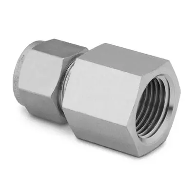 Stainless Steel Swagelok Tube Fitting, Female Connector, 1/4 in. Tube OD x 1/4 in. Female NPT, SC-11 Cleaned