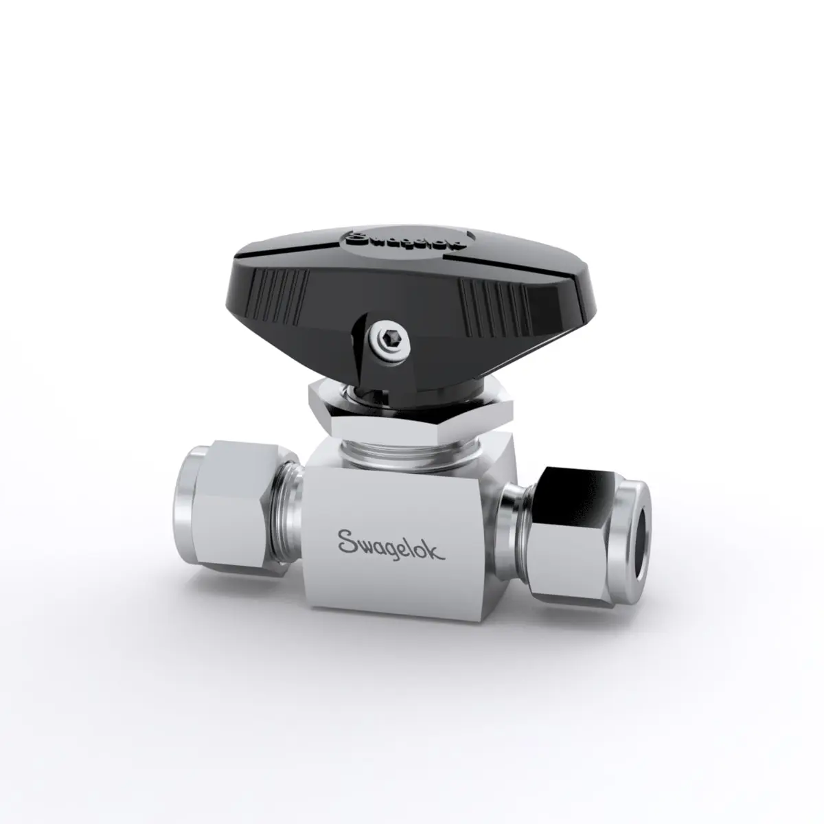 Stainless Steel 1-Piece 40G Series Ball Valve, 1.5 Cv, 3/8 in. Swagelok Tube Fitting, Nylon Oval Handle