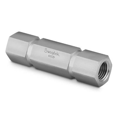 Stainless Steel 1-Piece Poppet Check Valve, Adjustable Pressure, 1/4 in. FNPT, 150 to 350 psig (10.4 to 24.2 bar)