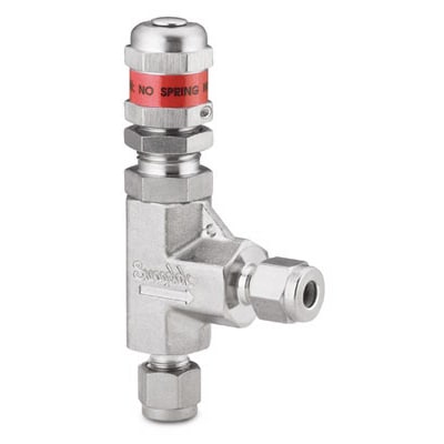 Stainless Steel High Pressure Proportional Relief Valve, 1/4 in. Swagelok Tube Fitting, Ethylene Propylene Seal