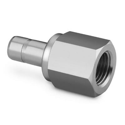 Stainless Steel Swagelok Tube Fitting, Female Tube Adapter, 3/8 in. Tube OD x 1/4 in. Female ISO Parallel Thread